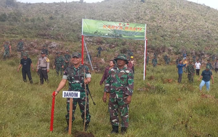 Dalam Rangka Peringati HUT Ke 65 Tahun KODAM XIII Merdeka, Kodim 1307/ Poso Laksanakan Karya Bhakti Penanaman 700 Pohon Nantu