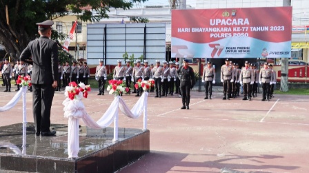 Kapolres Poso Menjadi Inspektur Upacara Hari Bhayangkara Ke-77, Yang Dihadiri Bupati dan Wakil Bupati Poso