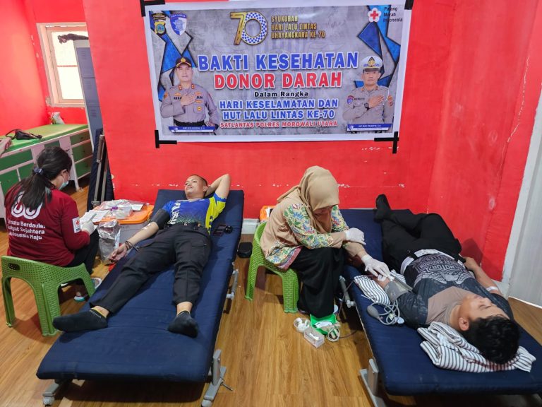 HUT ke 70 Lalulintas, Satlantas Polres Morowali Utara gelar Donor Darah