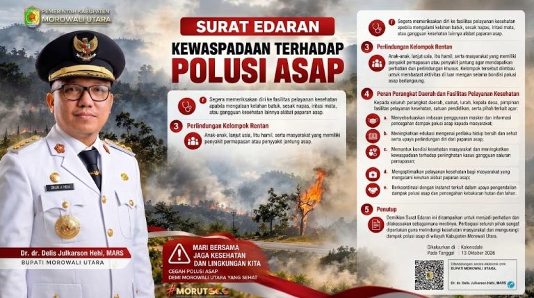 Polusi Asap Karhutla Membahayakan, Bupati Morowali Utara Wajibkan Warga Pakai Masker